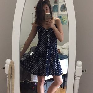 Vintage blue and white polka dot dress